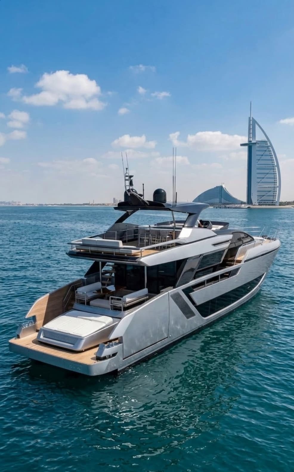 Yacht anchored in calm waters