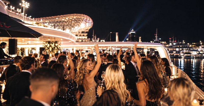 Evening party on the decks of AMARA in Yas Marina