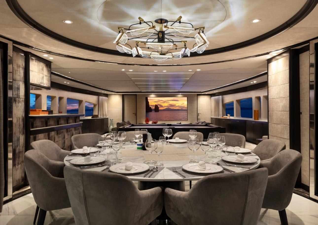 Dining table on board
