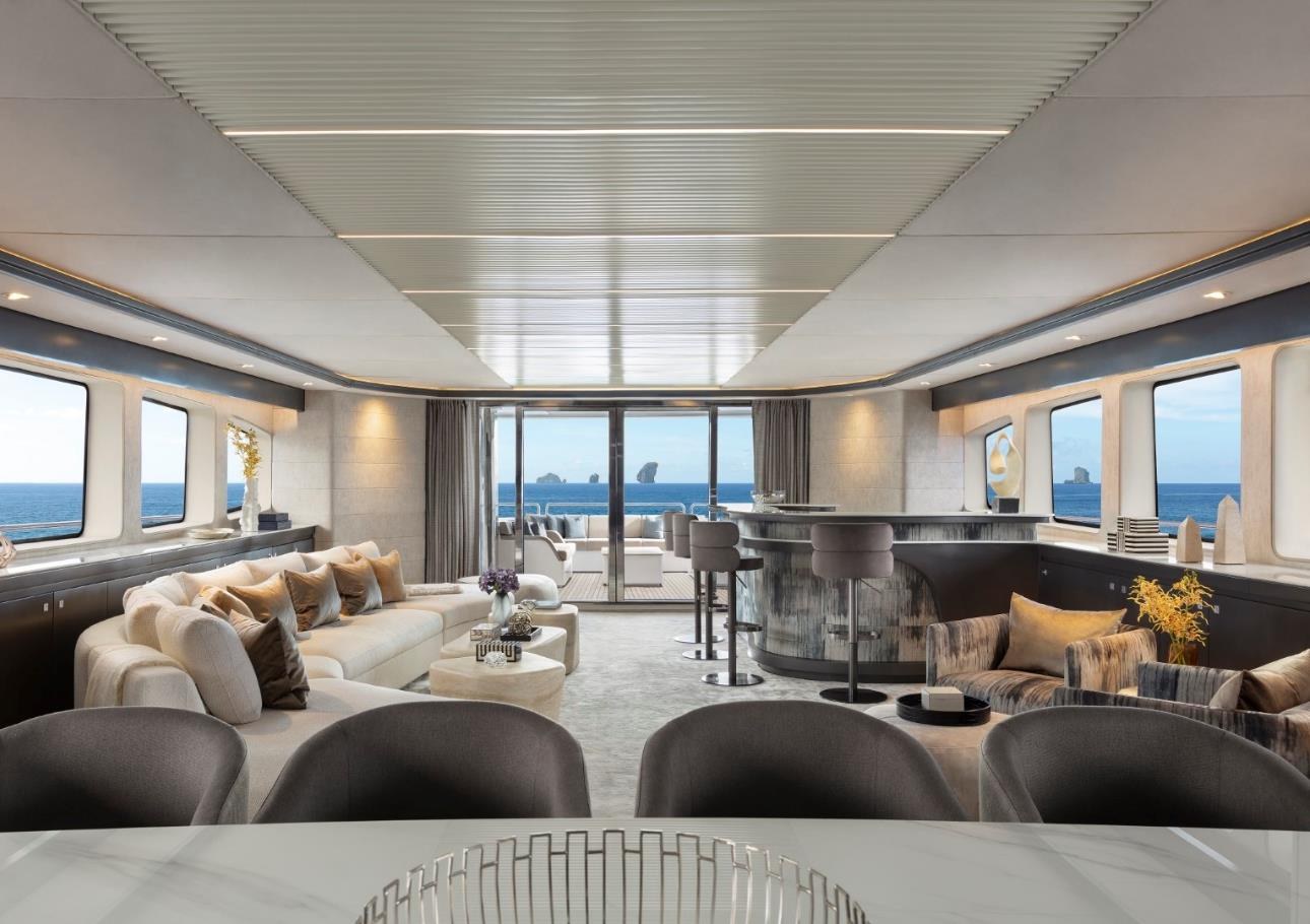 Lounge with sofa and sea view