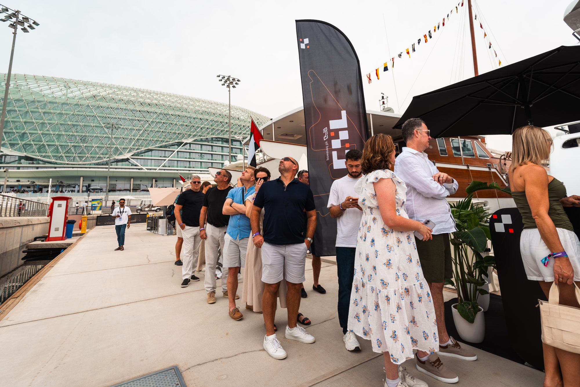 Guests boarding on the marina quay