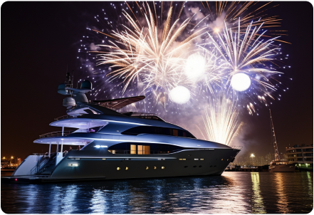 Guests celebrating New Year on the deck